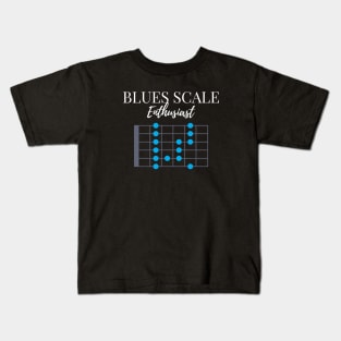 Blues Scale Enthusiast Dark Theme Kids T-Shirt